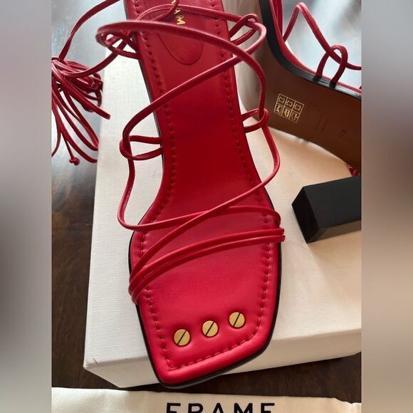 Frame  WOMEN'S LE DOHENY ANKLE-WRAP LEATHER Heel SANDALS NWT - Picture 7 of 12